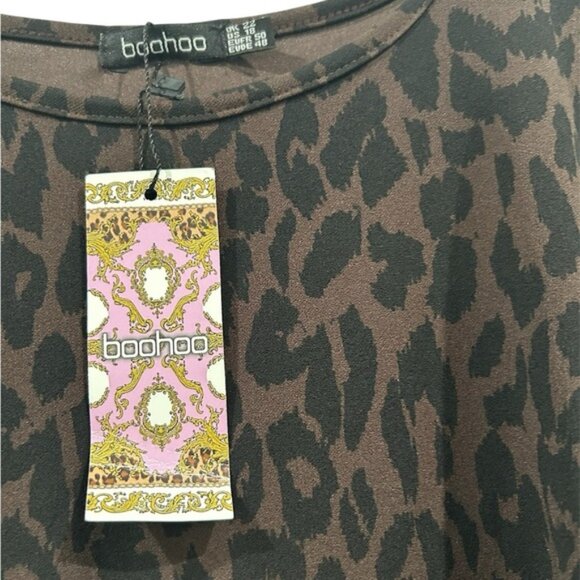 Boohoo Brown Leopard Print Midi Dress - Picture 3 of 3